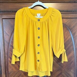 Dressbarn Golden Button-Up Blouse